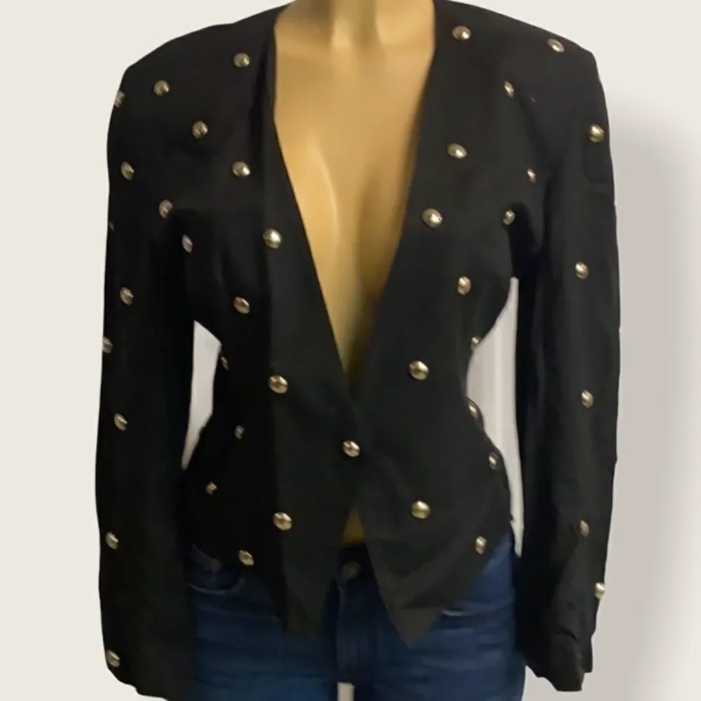 Tina Hagen Studded‎ Cropped Jacket Size Small C25
